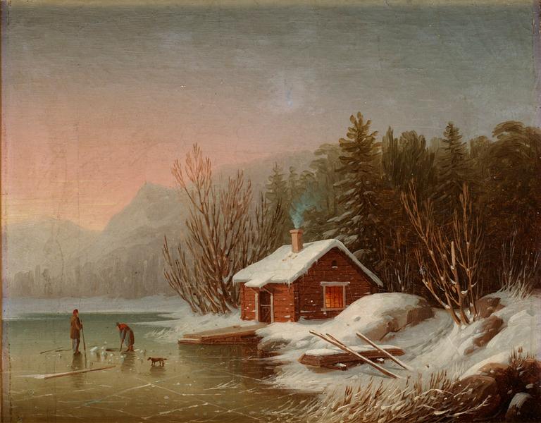 Carl Abraham Rothstén, Insjölandskap med vinterfiskare.