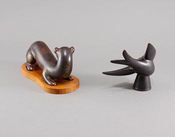 FIGURINER, ett par, stengods, Gunnar Nylund, Rörstrand, 1900-tal.