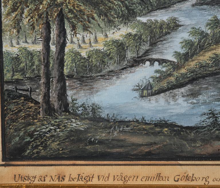 Swedish artist, "View of Näs located by the road between Gothenburg and Alingsås," dated 1808.