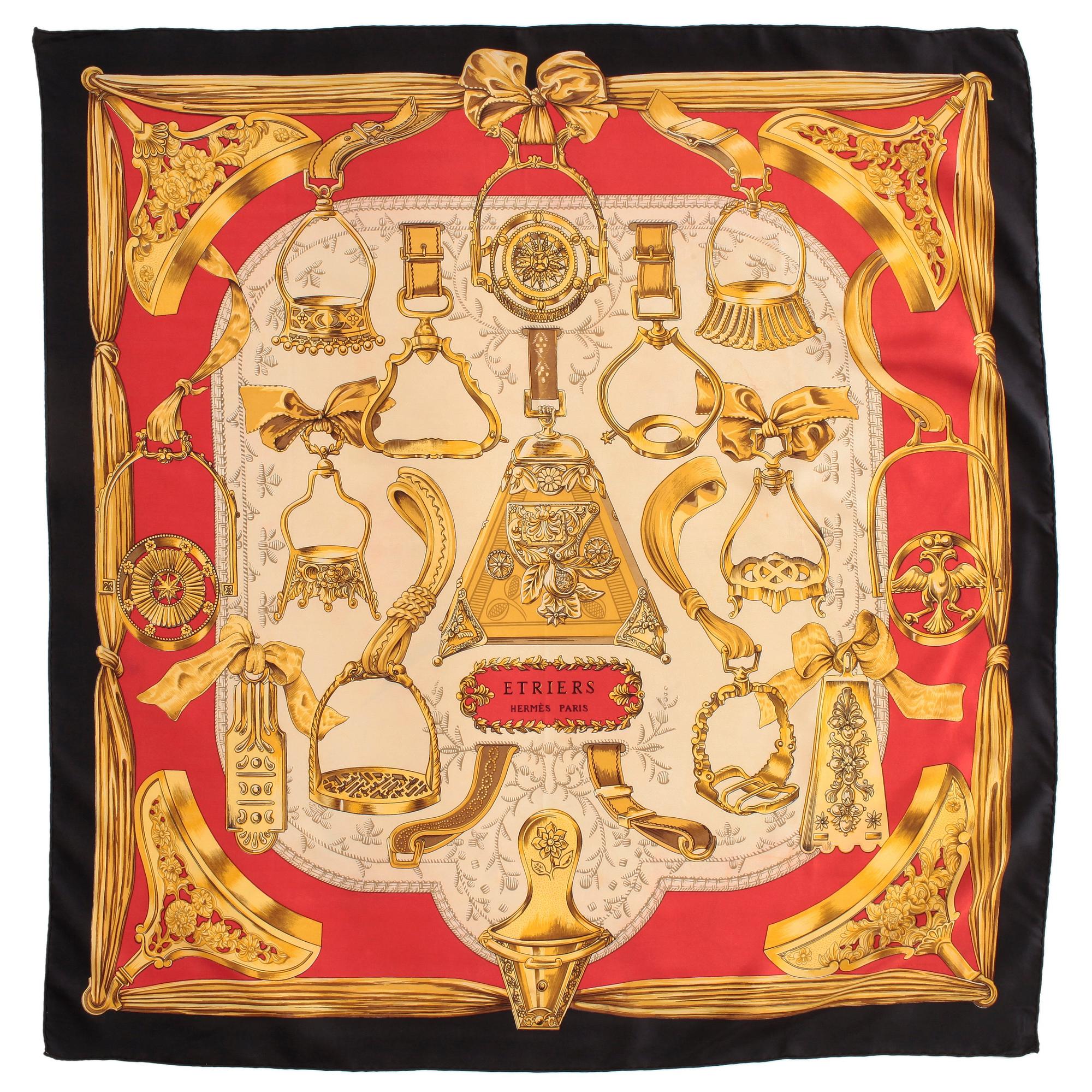 HERMÈS, silk scarf, "Etriers".