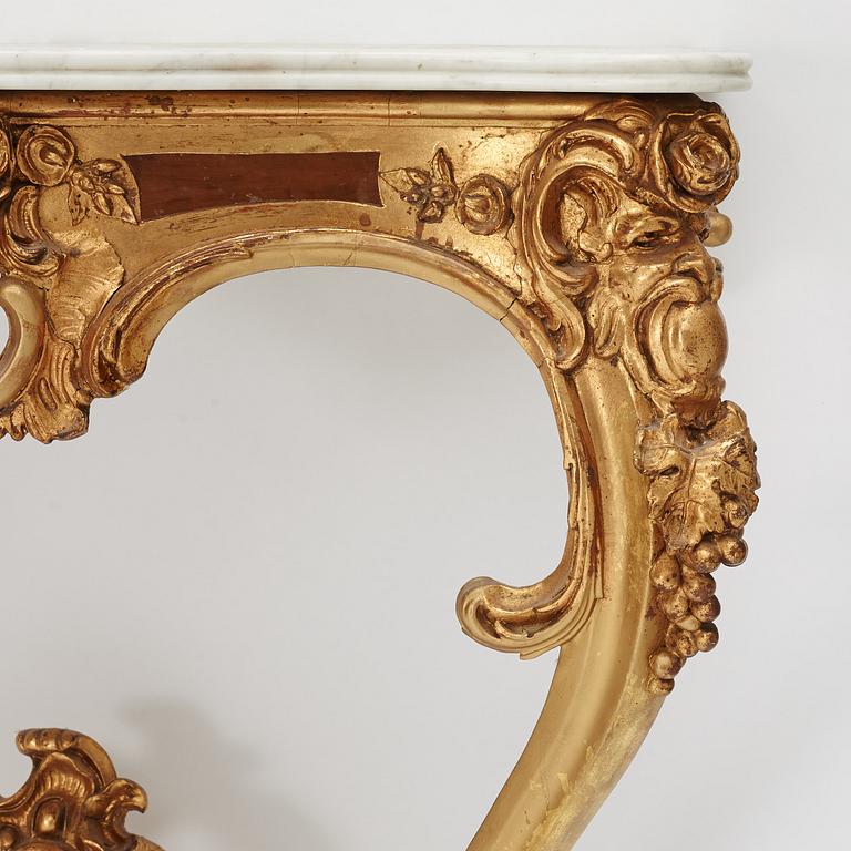 A pair of Rococo console tables, presumably Germany, 18th century.