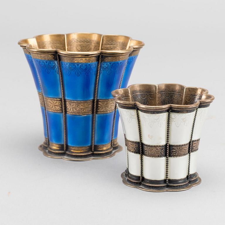 2 pcs of silver cup, Albing och A. Michelsen, Danmark late 20th century,