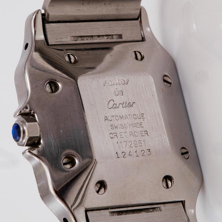 ARMBANDSUR, herr, Cartier, Santos, automatisk, stål och 18K guld.