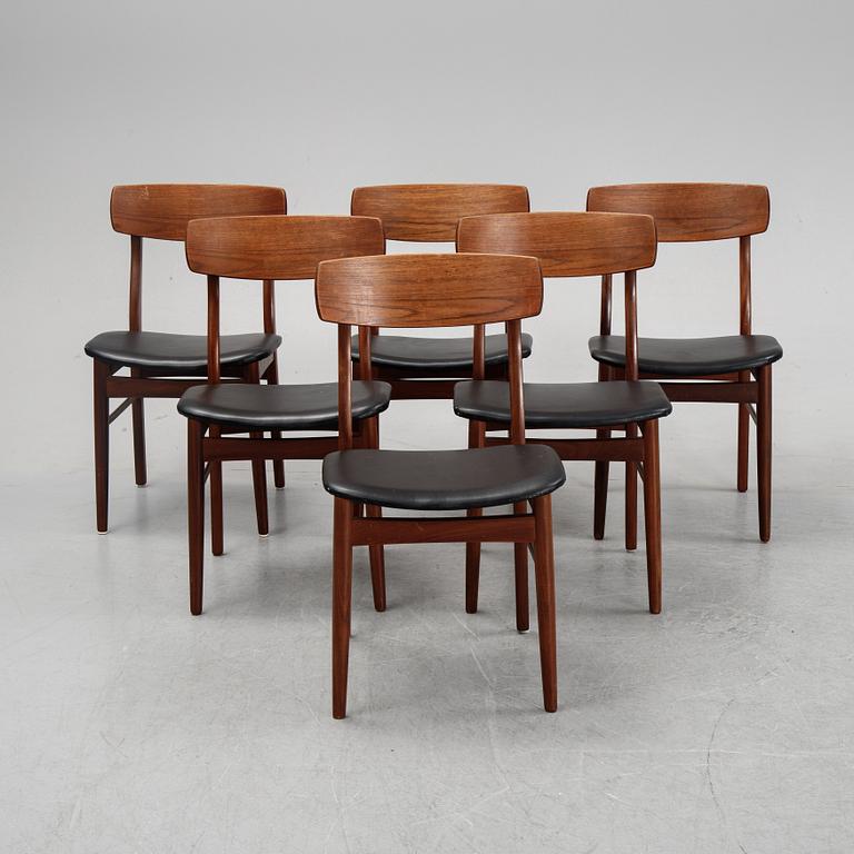 A dining table and six chairs by Henning Kjaernulf, Vejle, second half of the 20th Century.