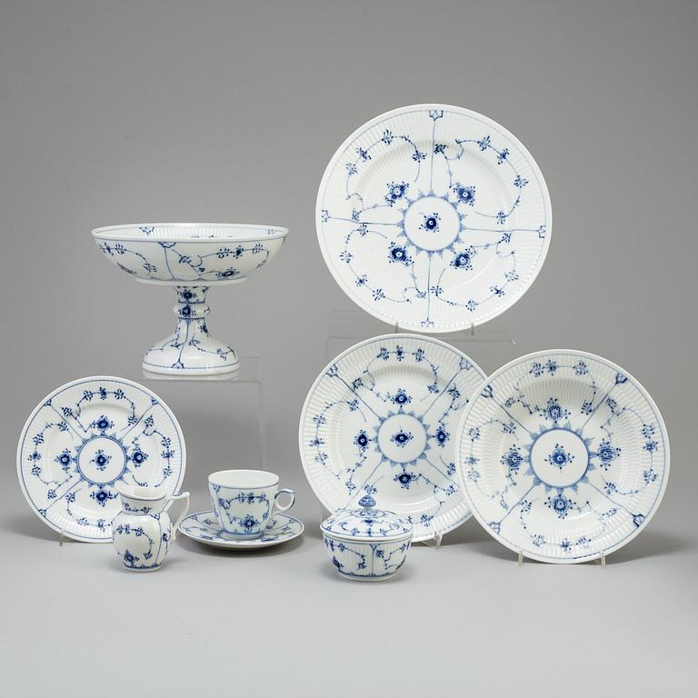 A Danish Royal Copenhagen "Blue Fluted" 36 piece porcelain coffee- and dinner service.