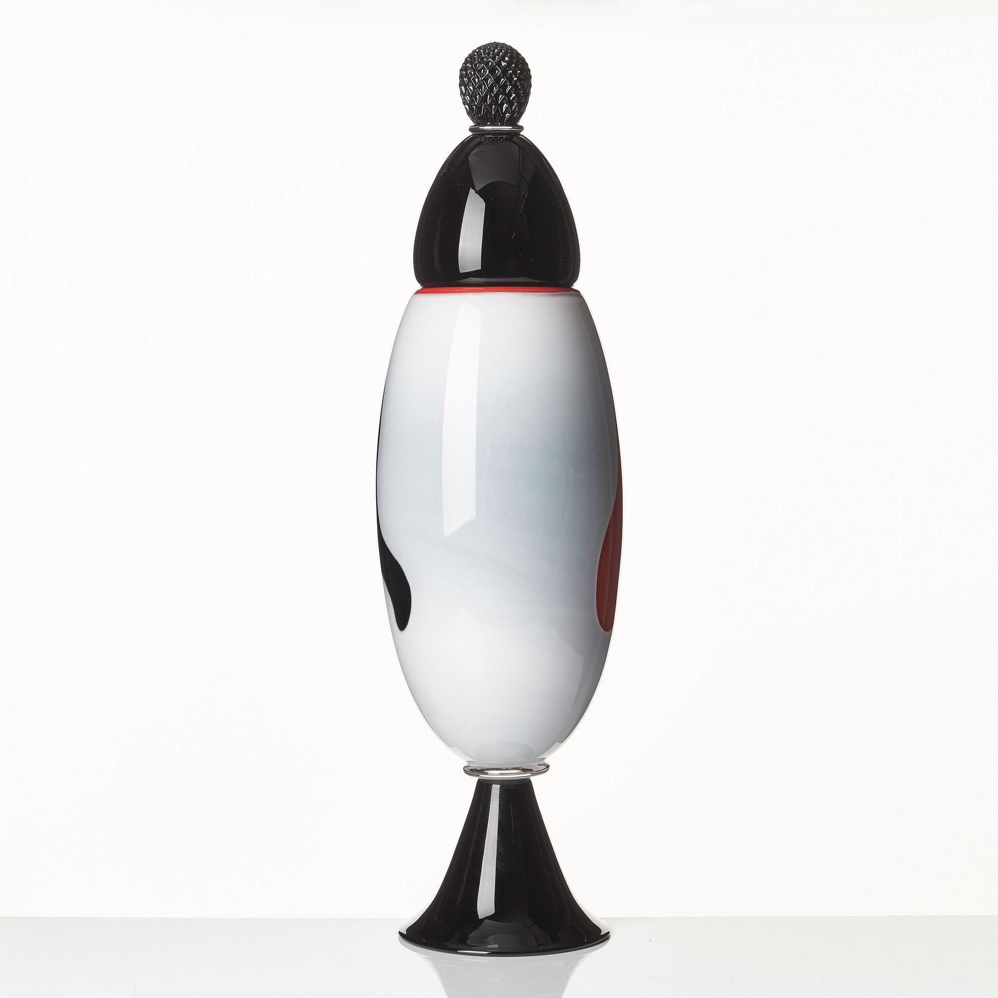 AKTAS Artglass, pokal med lock, "Goblet No 7", graal, Peter Hermansson och Micke Johansson, 2010, unik.