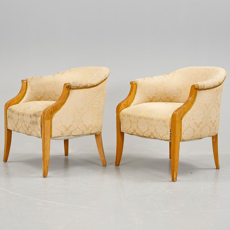 FÅTÖLJER, ett par, art deco, 1920-tal.