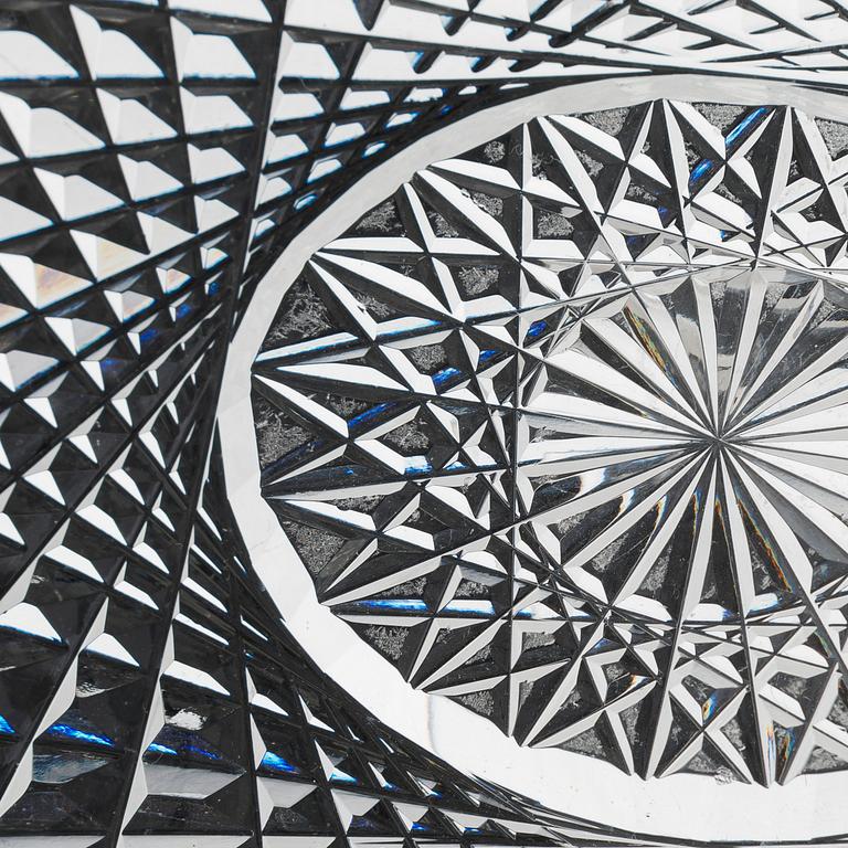 Fabergé, a silver-mounted cut glass serving dish, Imperial Warrant mark, Moscow 1908-1917.