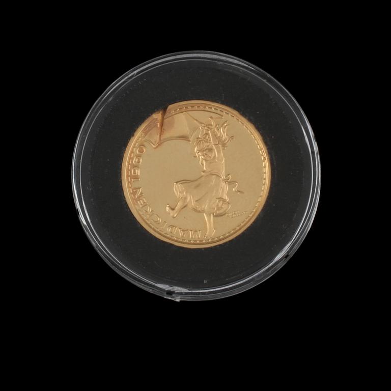 MYNT, 24 k guld, "Madicken 1960 ", vikt ca 9 g.