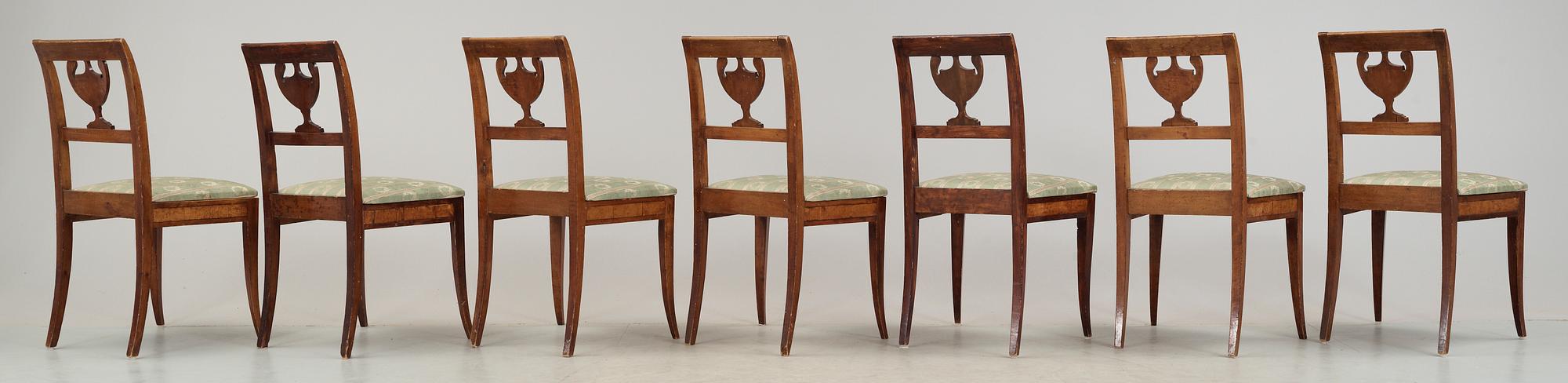 STOLAR, 7 stycken, empire, 1800-talets första hälft.