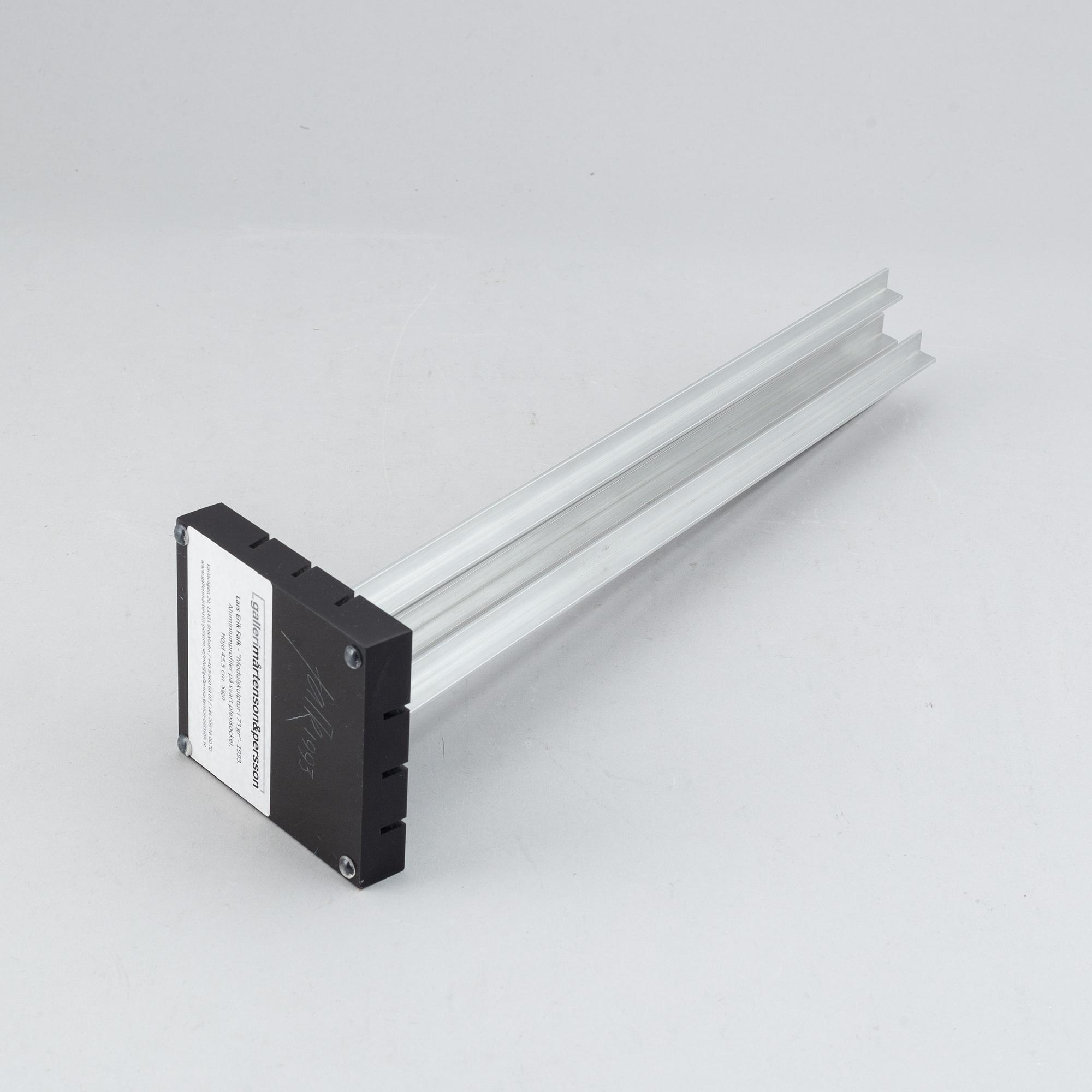 Lars-Erik Falk, sculpture, aluminium and black plexi glass, signed and dated 1993.