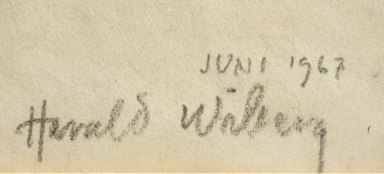 HARALD WIBERG, blyerts och akvarell, sign o dat 1967.