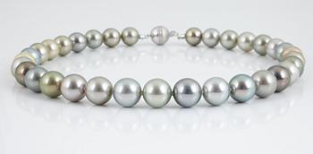 A cultured, Tahiti pearl necklace.