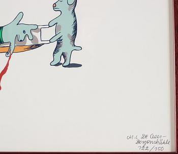 MARIE-LOUISE EKMAN, serigraph in colours, 1971, signed M.L De Geer-Bergenstråhle and numbered 122/150 with ballpoint pen.