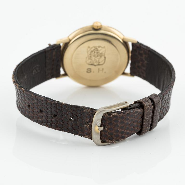 Omega, wristwatch, 14K gold, 33 mm.