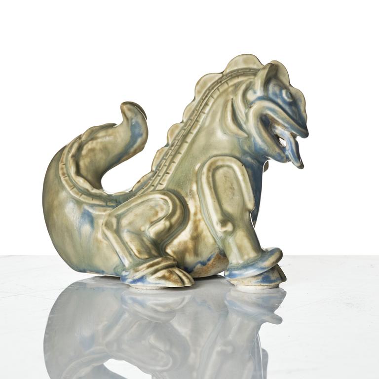 Wilhelm Kåge, two ceramic sculptures av dragons, Gustavsberg, ca 1940.