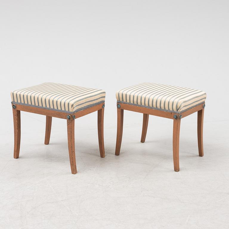 A pair of late Gustavian stools, early 19th Century.