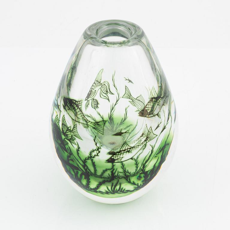 Edward Hald, a graal vase, Orrefors Sweden 1974.