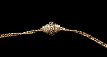 DAMKLOCKKEDJA, 18k guld, sannolikt Frankrike, 1800-tal. Vikt 36g.
