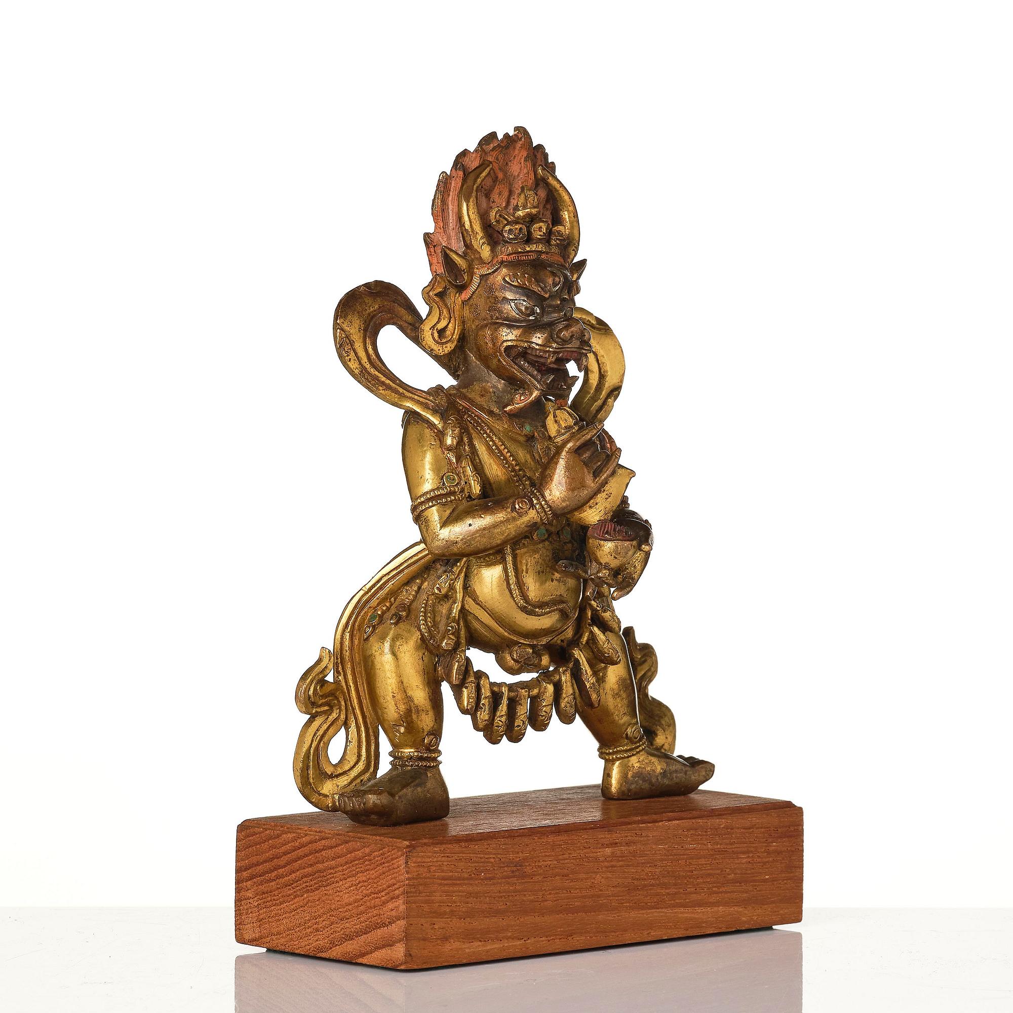 A gilt bronze figure of Vajrabhairava, Tibeto-chinese, 19th century or older.