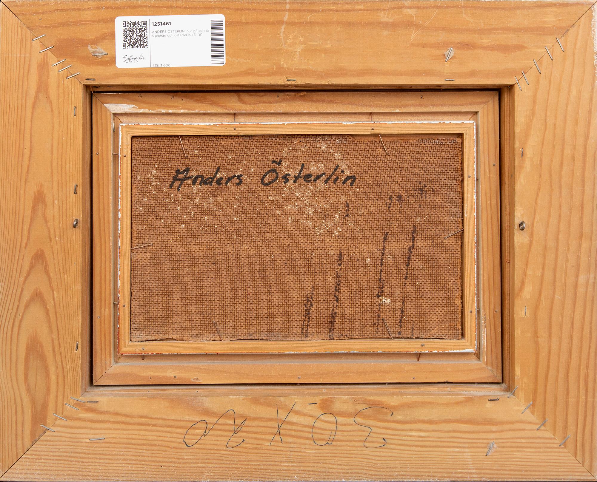 ANDERS ÖSTERLIN, olja på pannå signerad och daterad 1945.