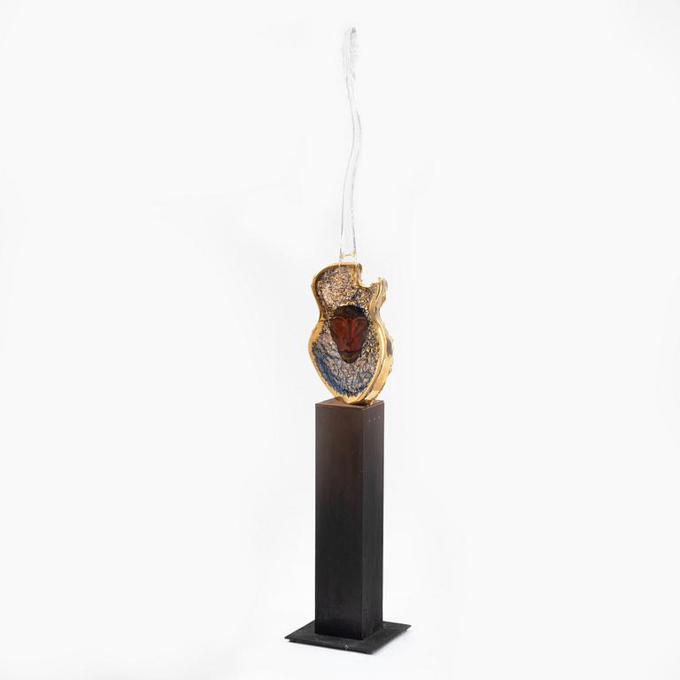 Kjell Engman, skulptur, glas, "Gitarr", Kosta Boda Unique.