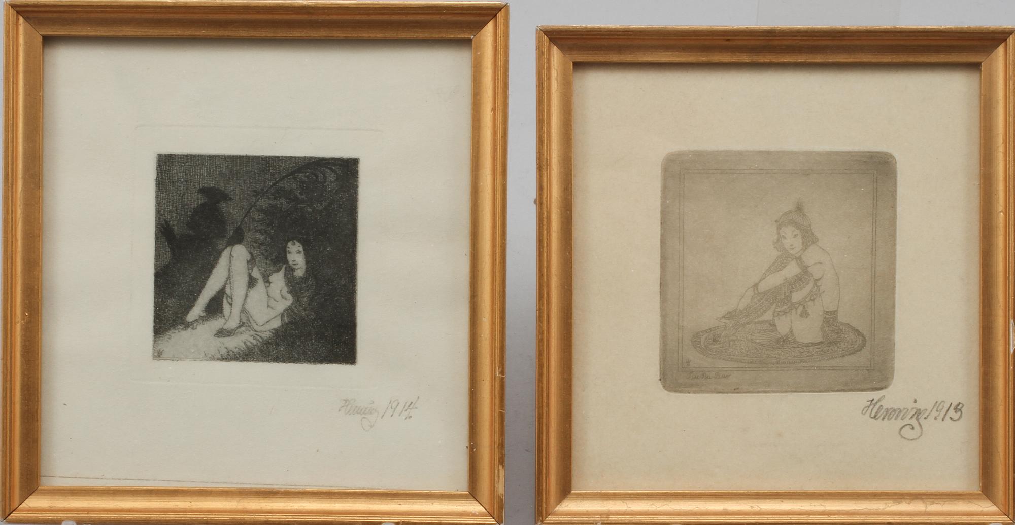 GERHARD HENNING, 18 etsningar, omkring 1914. Samt en bok: Gerhard Hennings etsningar, Gösta Lilja, Allhems förlag, 1952.
