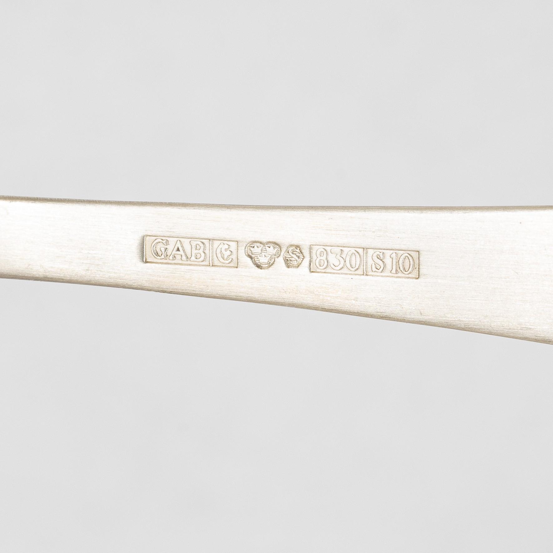 Jacob Ängman, A Swedish silver cutlery set, 'Rosenholm', GAB, Stockholm and Eskilstuna, some 1992 (30 pieces).