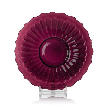 A lotus shaped purple Peking glass dish, presumably around 1900.