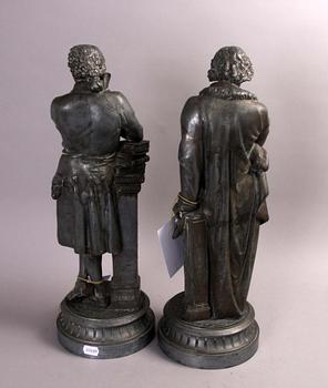 SKULPTURER, ett par, vitmetall, omkring 1900.