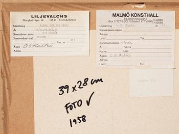 CO Hultén, collage och olja på bokpärm och utförd 1958,