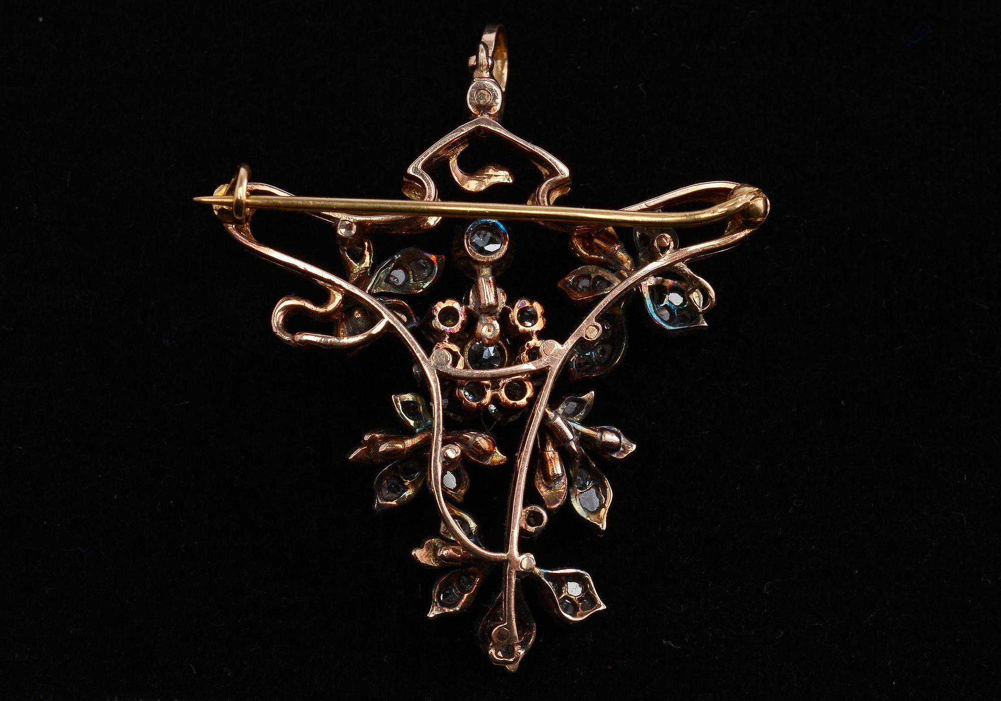 BROSCH, gammal- och rosenslipade diamanter ca 1.50 ct. Ryssland 1896-1908.