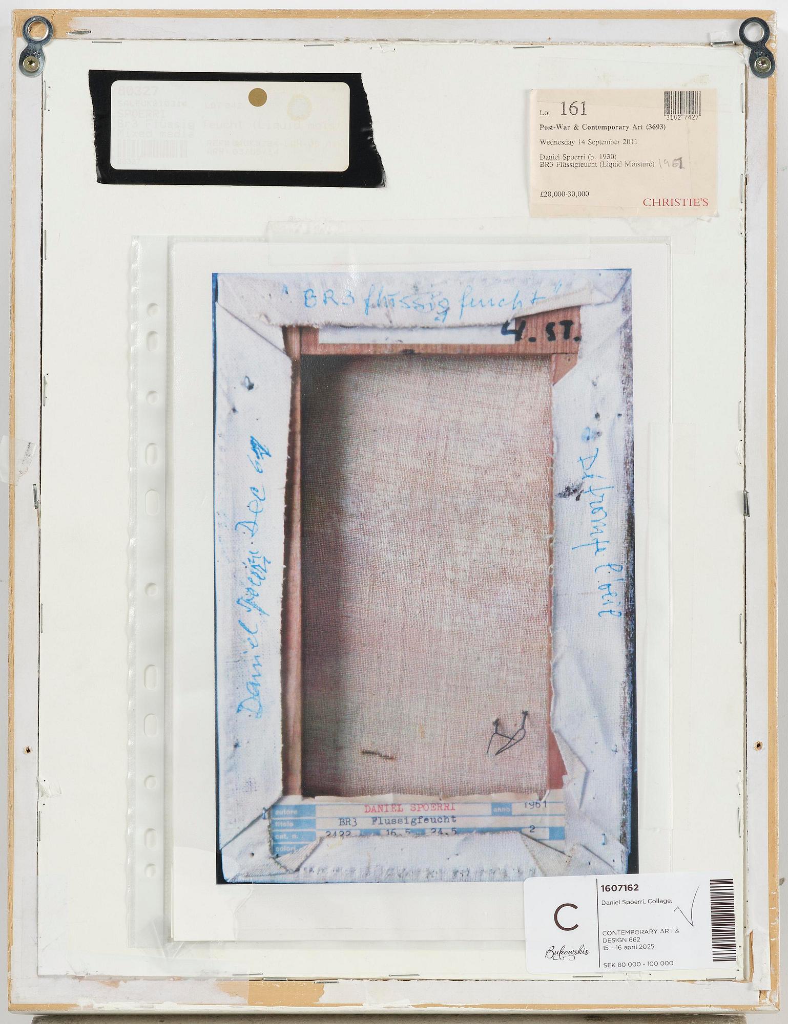 Daniel Spoerri, "BR3 Flüssig feucht (Liquid moisture) (from the Trompe l'oeil series)".
