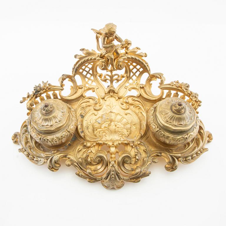 Inkstand in the Louis XV style, late 19th century.