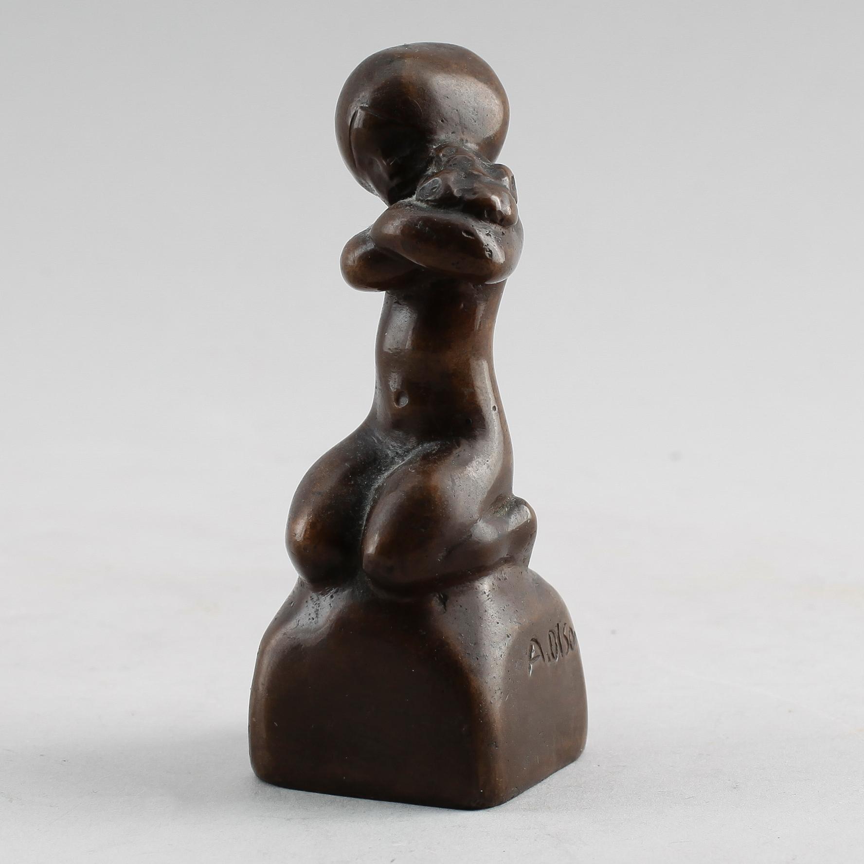 ANDERS OLSON, skulptur, brons, signerad.