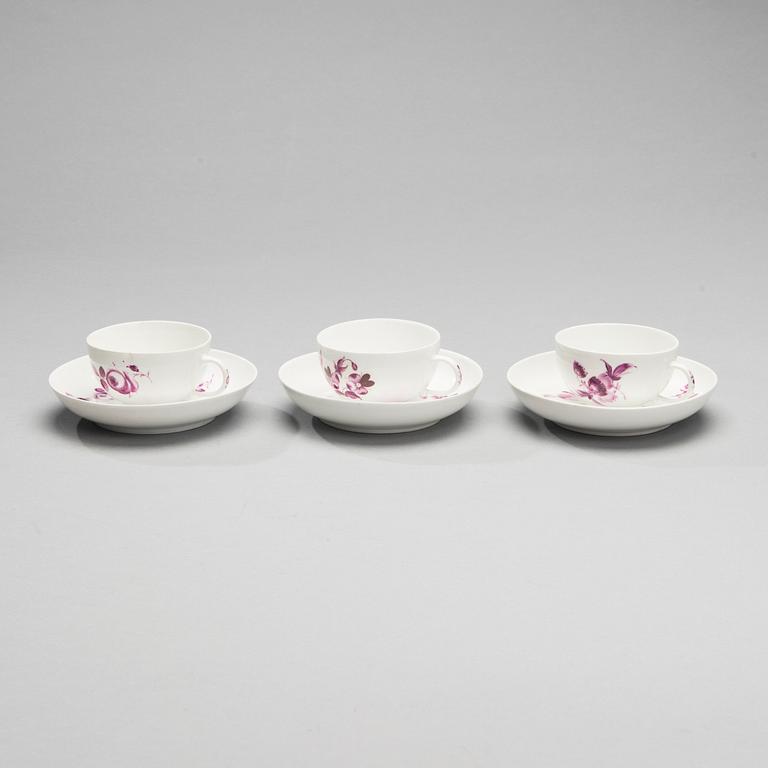 KAFFEKOPPAR, 3 ST, porslin, Meissen 1763-1774.