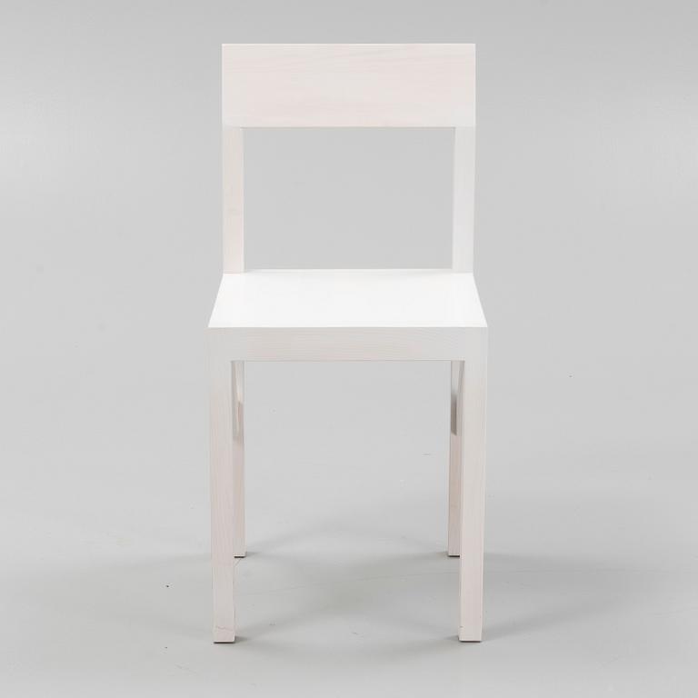 A signed white stained 'Bracket Chair' by Frederik Gustav for Frama, Copenhagen 2023.