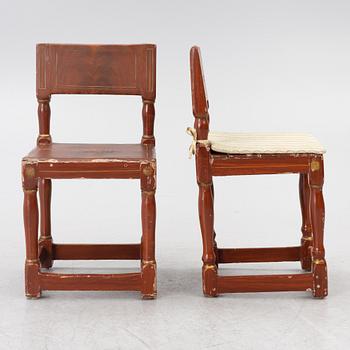 Chairs, three pieces, folk art, 17th/18th century.