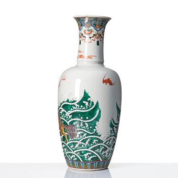 A large vase, late Qing dynasty with Yongzheng mark.