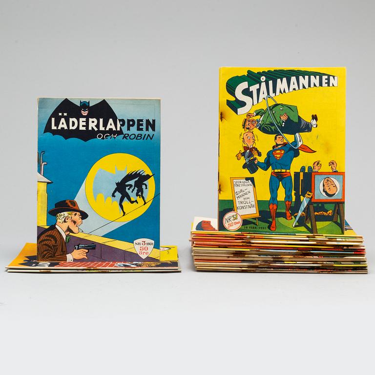 27 'Stålmannen' & 'Läderlappen' magazines, 1949-1951.