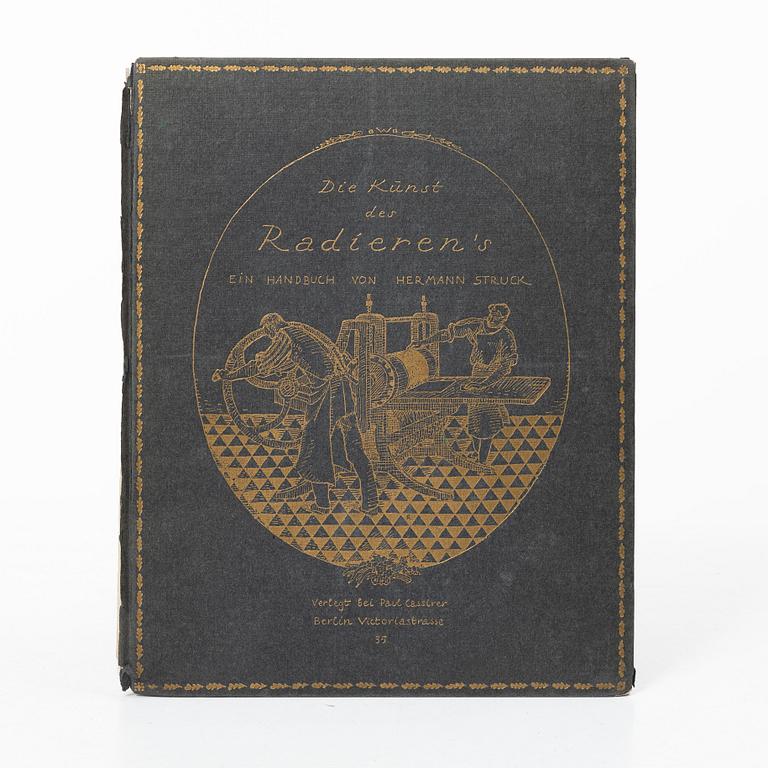 Hermann Struck, "Die Künst des Radieren's" bok med fem originaletsningar av bl a Edvard Munch och Max Liebermann.