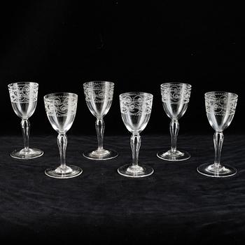 Six empire glasses, first half of the 19th century.