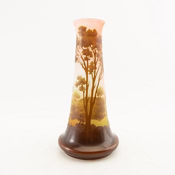 Emile Gallé, vase, glass, Art Nouveau early 20th century, Nancy, France.