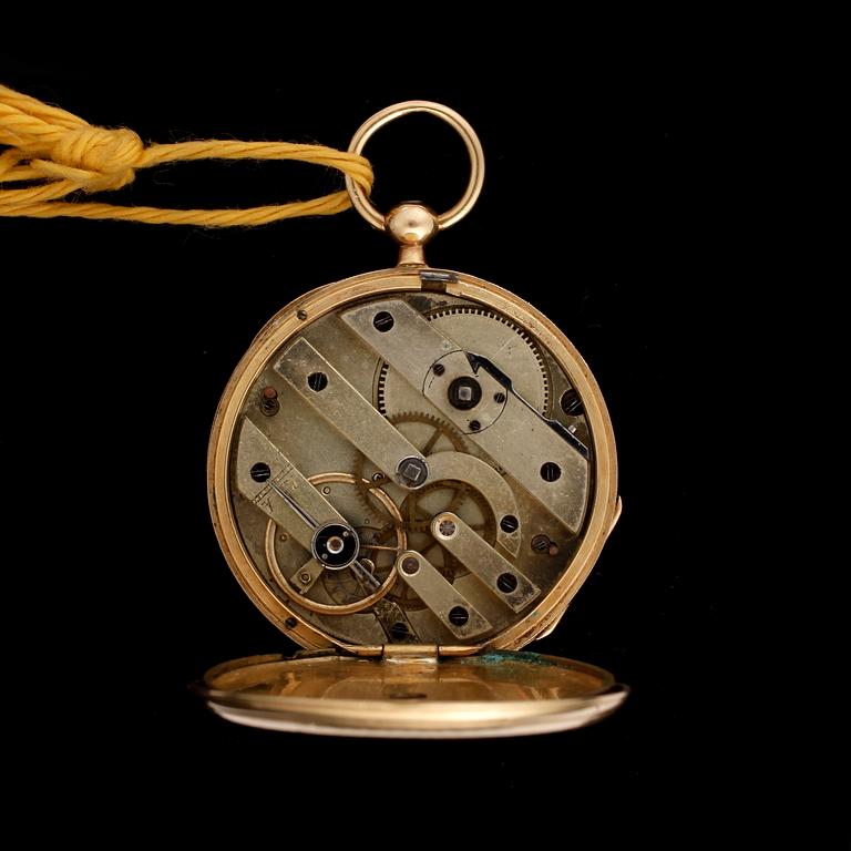 FICKUR, 18k guld, omkring 1900. Vikt 27,8g.