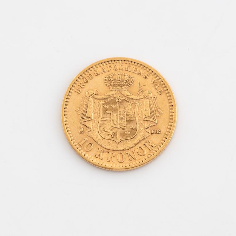 Oscar II, guldmynt, 10 kronor, 1901.