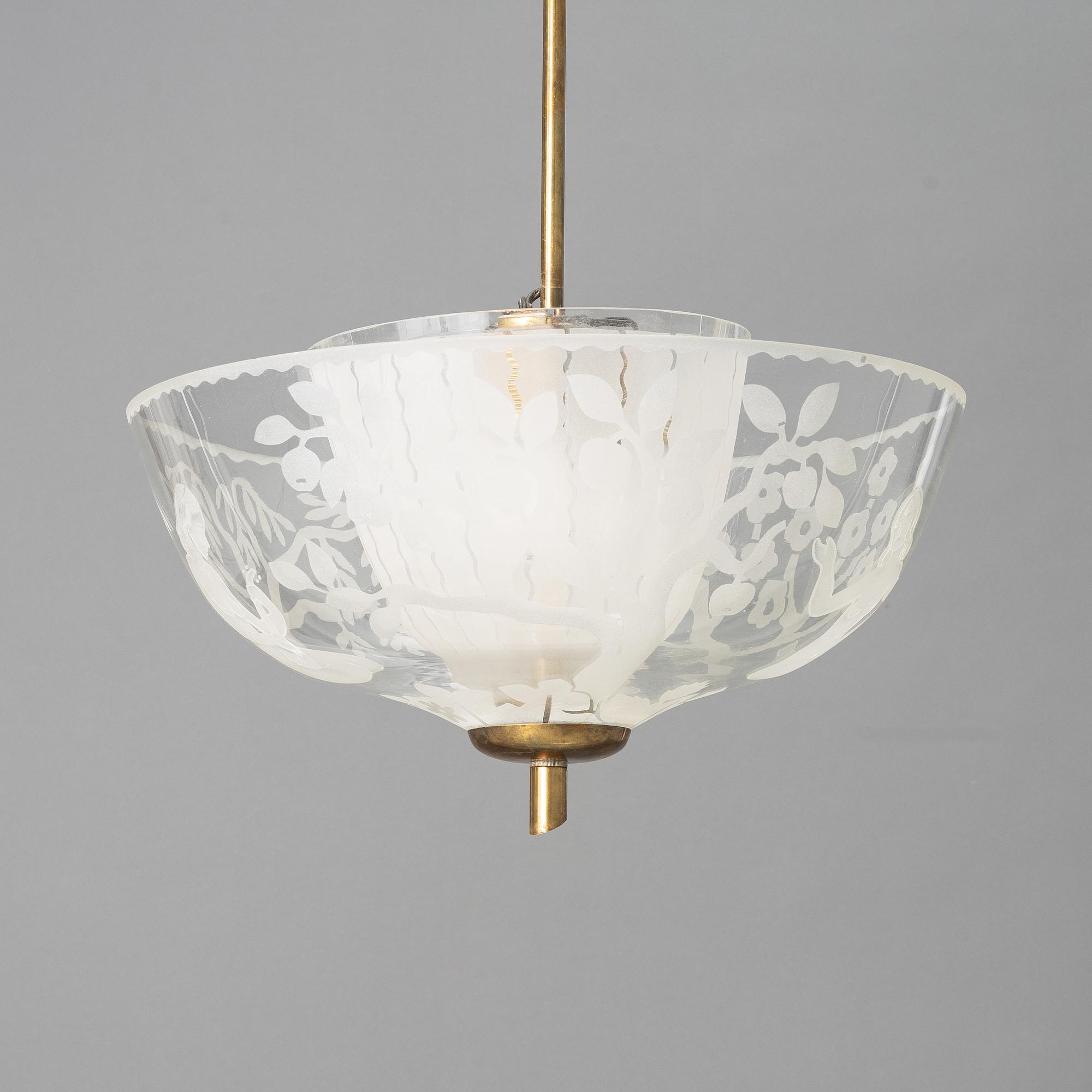 Erik Kinell, taklampa, Glössner & Co, Swedish Modern, 1940-tal.