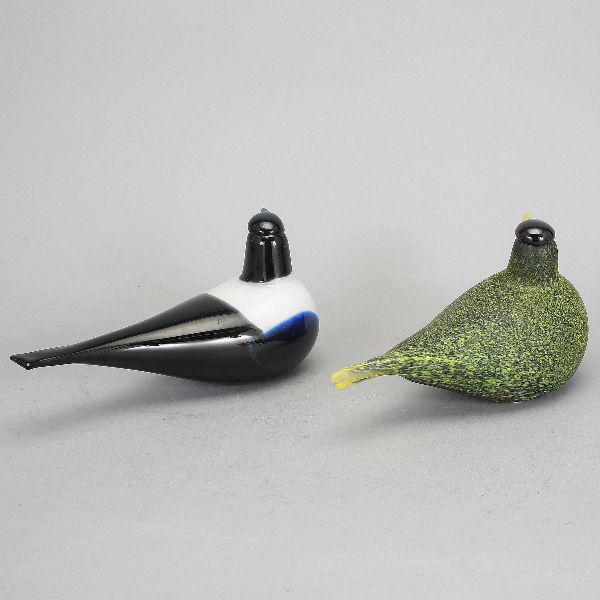 FIGURINER, 2 st, glas, Oiva Toikka, Nuutajärvi, signerade.