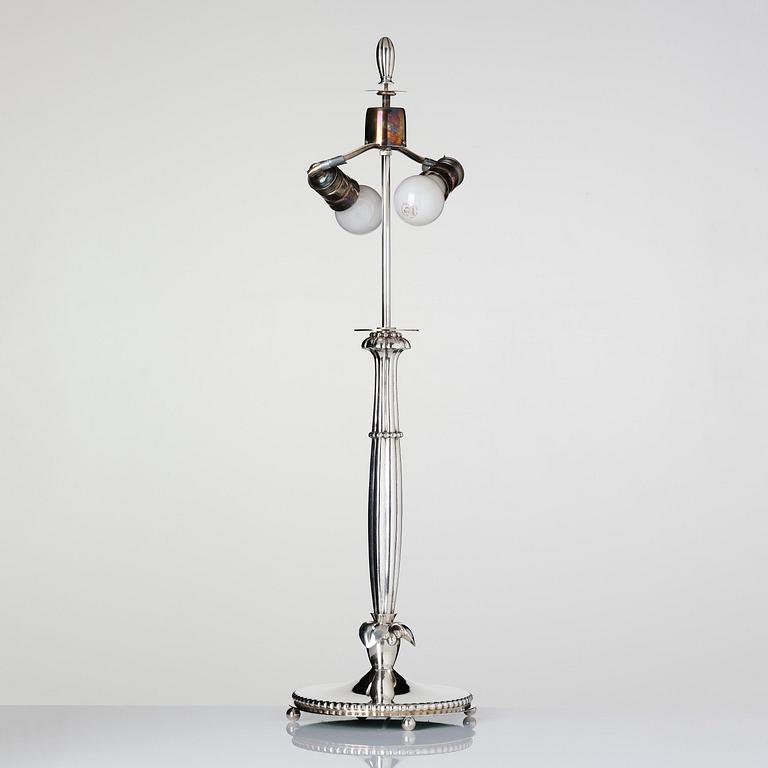 Firma Carl Hoff, a silver table lamp, Swedish import marks, Helsingborg 1929.