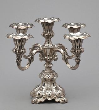 LJUSSTAKE, silver, barockstil, CG Hallberg, 1954, tot vikt ca 772g.