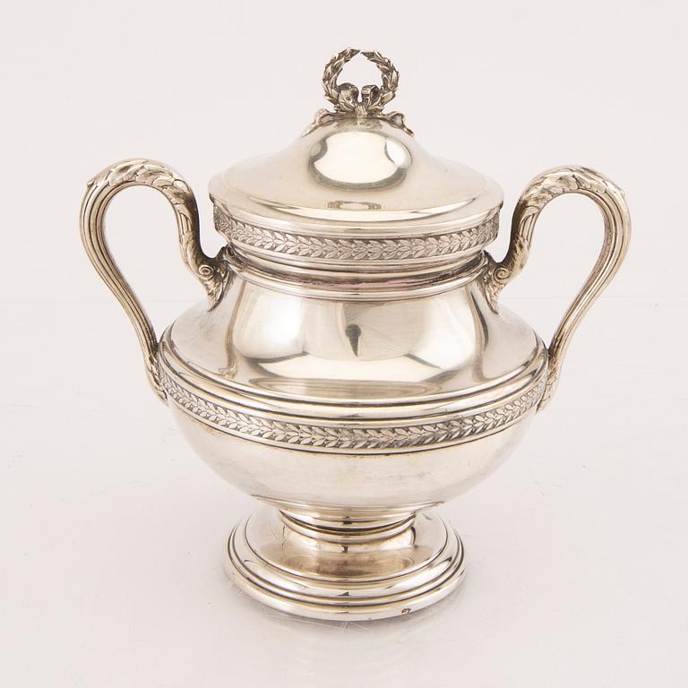 A 20th century sivler sugar bowl marked L Weber, weight 409 grams.